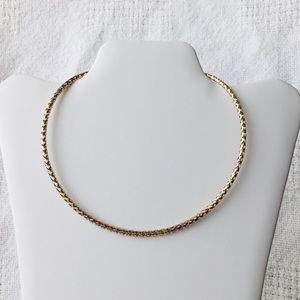 14K Real Yellow Gold Braided Omega Chain Necklace 3mm 6grams 17 + 2 inches long